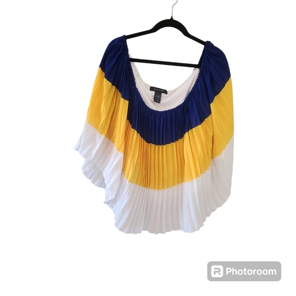 Ashley Stewart Tops - Ashley Stewart blue, gold, & white blouse. Size 18/20. Can be worn off s…